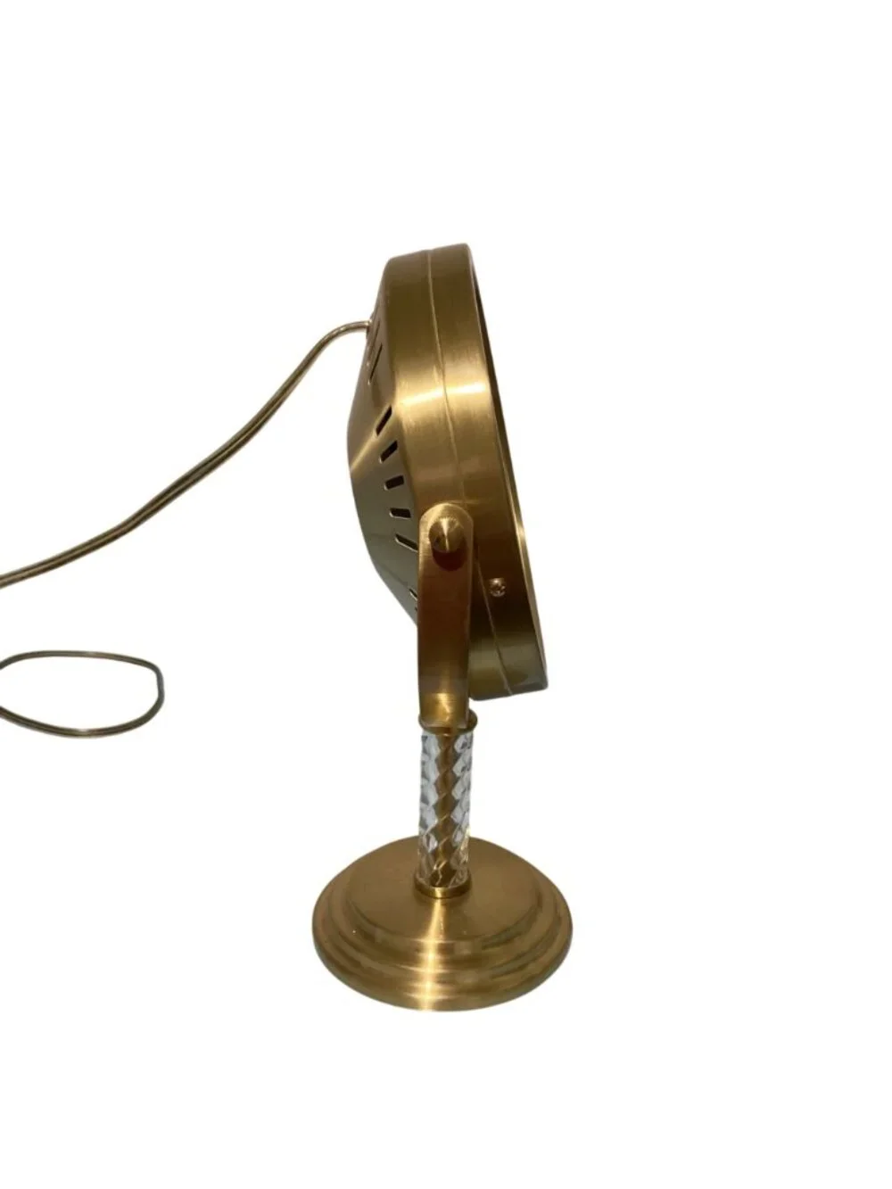 Vintage Brass Toned Lighted Tabletop Adjustable Makeup Mirror